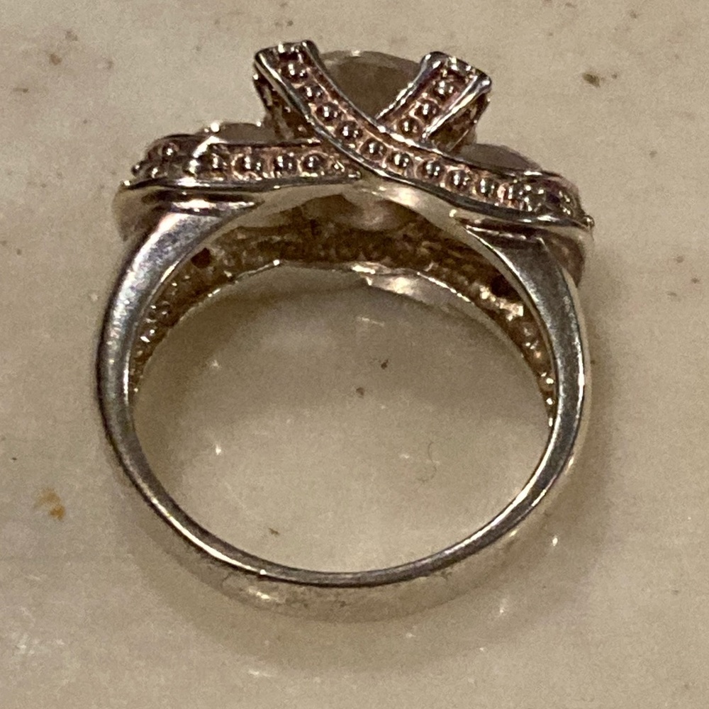 925 Silver Cocktail Ring with Three Large Stones Size 8.5 - Picture 6 of 7